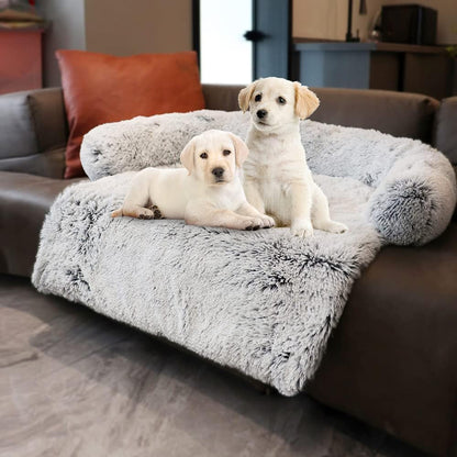 Calming Dogs/Cats Bed Mats, Dog Pad Washable Removable Couch Cover, Plush Long Fur Mat for Pets, Waterproof Lining, Perfect for Small, Medium and Large Dogs and Cats (Gradient Gray, 36"X31")1