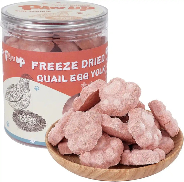 PAWUP Freeze Dried Quail Egg Yolk Pet Treats, Freeze-Dried Pet Food for Dogs, Cats, Pure Fresh Ingredient, 4.2 Oz, Rawhide Free, Gluten&Grain Free10