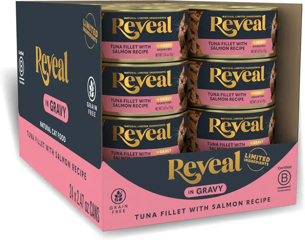Reveal Fish & Chicken Variety in Gravy Wet Cat Food 12-Pack 2.47 Oz Cans | 100% Natural, High Quality Protein, Limited Ingredient, Grain Free, No Fillers, No Artificial Additives, No By-Products10