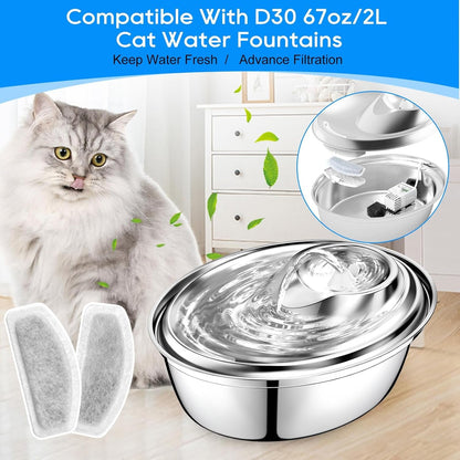 12+6 Pack Cat Fountain Filters Replacement for D30 67Oz/2L Pet Fountain Filters Replacement 12 Pcs Filter and 6 Pcs Replacement Pre-Filter Sponges Compatible with ORSDA Pet Water Fountains2