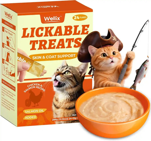 Wellix Lickable Cat Treats Grain-Free Chicken & Cat Grass Flavor (24 Count) | Low-Calorie Squeezable up Cat Treats with Cat Grass & FOS for Gentle Hairball Control, Digestive & Gut Health Support9