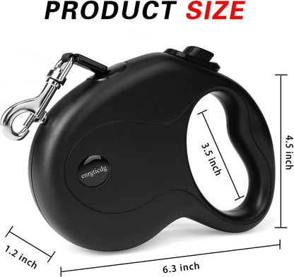Enrgticdg 16Ft Retractable Dog Leash,Light Weight Leash for Small to Medium Dogs/Cats up to 50Lbs,Stainless Steel Spring Strong Nylon Tape, Tangle Free, One-Handed Brake.(Black)2