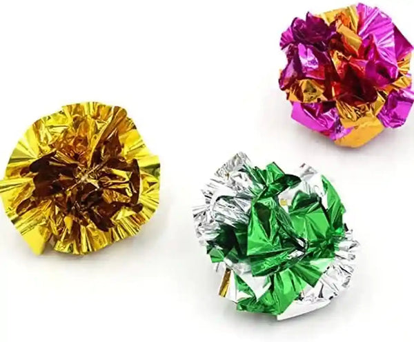 ISMARTEN 12 Packs Crinkle Balls Cat Toys for Indoor Cats, Lightweight Shiny Crinkle Paper Ball for Kitten (Random Color) (2.36 In)5