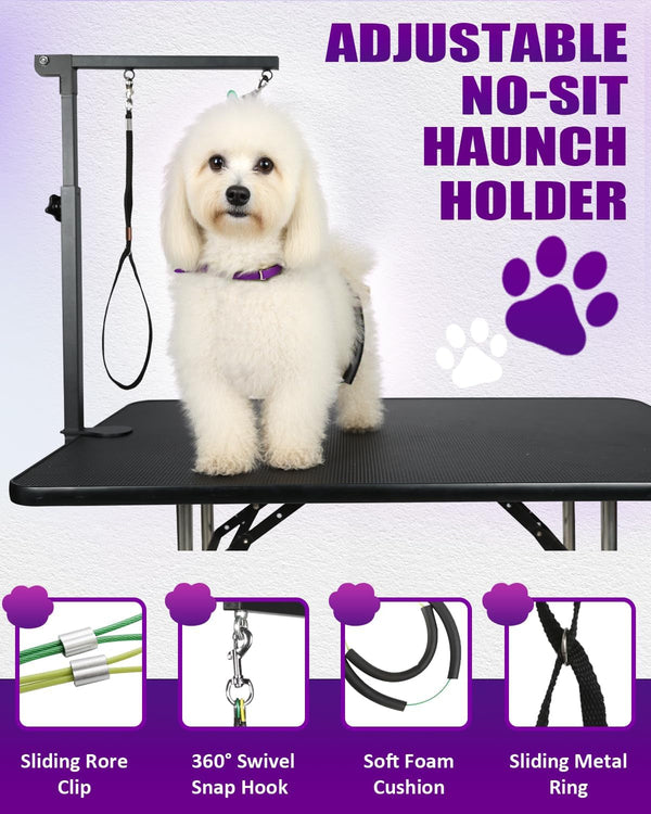 Adjustable Dog Grooming Arm with Clamp Dog Grooming Hammock and Loop Noose | Metal Dog Grooming Table Arm, Adjustable Height 17"-35", No Sit Haunch Holder, Grooming Restraint for Small & Medium Dogs3