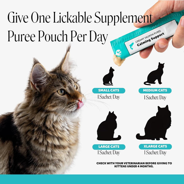 Pet Honesty Cat Lickable Treats with L-Theanine & Chamomile - Squeezable Puree Pouches for Cats - Behavior Support for Travel, Vet Visits, Grooming, & Separation (Salmon, 20 Ct)7