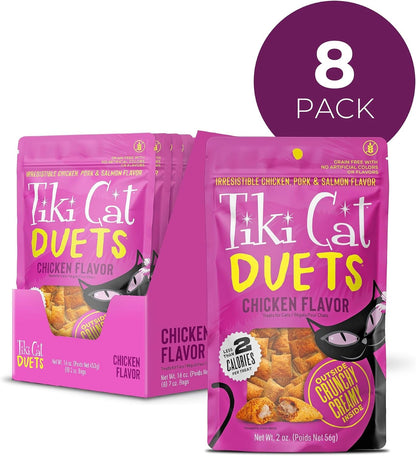Tiki Cat Duets Cat Treats, Chicken Flavor, 2 Oz. Pouch (8 Count)2