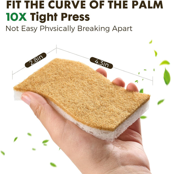 12 Pack Natural Biodegradable Kitchen Non Scratch Sponges,Compostable Plant Based Coconut Cellulose Sponge,Eco Friendly Reusable Dish Scrubber Sponge for Pots, Pans & Household Cleaning7