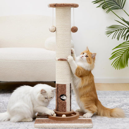 Woochpet Cat Scratching Post,Heavy Duty Green Sisal Scratcher with Cat Toys | Protect Furniture,Modern Boho Cat Post,For Indoor Large Cats,Cat Ball Track1