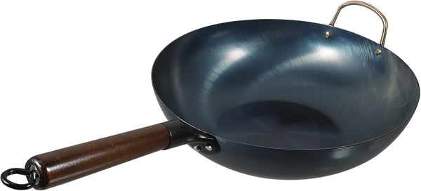 Carbon Steel Wok Iron Wok Frying Pan 32Cm Traditional Chinese Woks Cooking Pot Kitchen Frying Pan Wok Stir Fry Pan for Japanese Stir-Fry Grilling Frying Steaming Carbon Steel Pan1