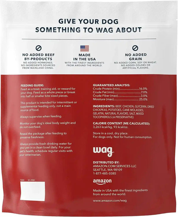 Amazon Brand - Wag Soft & Tender American Jerky Dog Treats – Beef Recipe (24 Oz)3