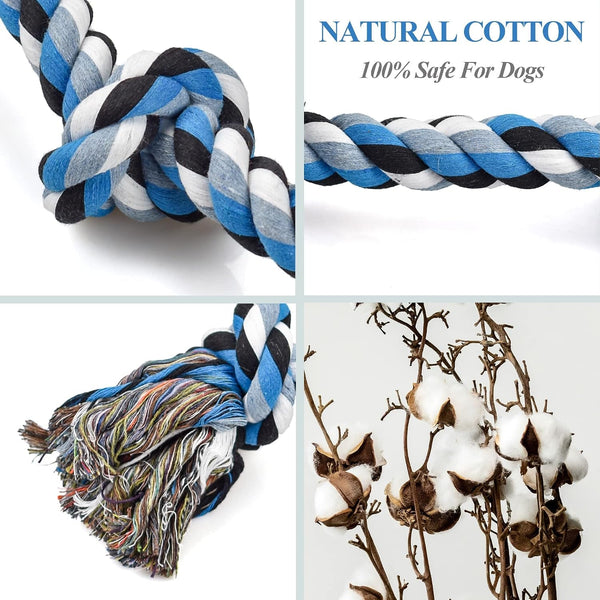 LECHONG Dog Toys for Aggressive Chewers Tough Rope Chew Toys for Large and Medium Dog 3 Feet 5 Knots Indestructible Cotton Rope for Large Breed Dog Tug of War Dog Toy Teeth Cleaning3