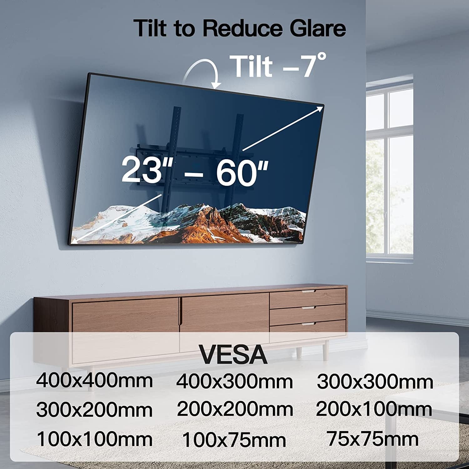 tilting-tv-wall-mount-bracket-low-profile-for-most-23-60-inch-led-lcd-oled-plasma-flat-screen-tvs-with-vesa-400x400mm-weight-up-to-115lbs-fits-16-wood-stud