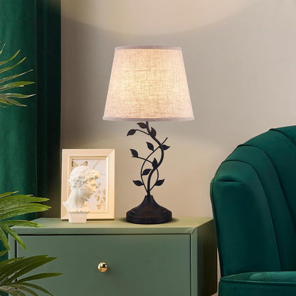 Table Lamp for Living Room, Bedside Lamp for Bedroom, Rustic Lamp | Knob Switch, USB C+A Charging Ports, Corded, Traditional Rustic Leaf Lamp for Livingroom, Bedside, Bedroom, Nightstand2