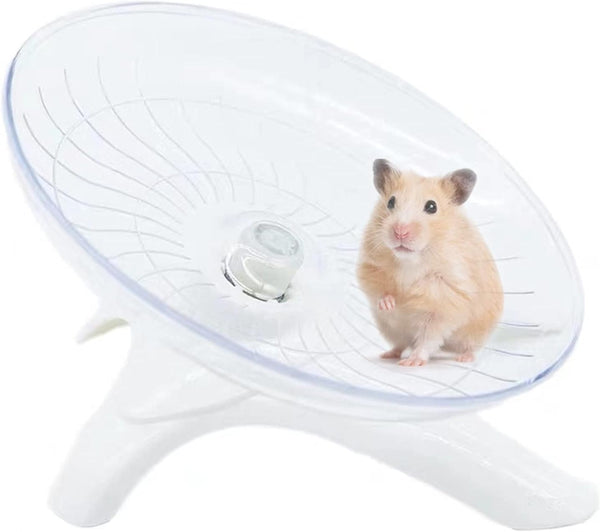Hamster Flying Saucer Silent Running Exercise Wheel for Hamsters, Gerbils, Mice,Hedgehog and Other Small Pets Silent Running Wheel Hamster Wheel (White)1
