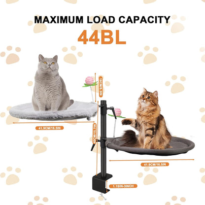Double Cat Desk Bed, 360° Rotating & Adjustable Desk Mount with Soft Faux Fur & Breathable Mesh Accessories, Ergonomic Cat Perch for Remote Workers,Gamers, and Office Staff - Supports up to 44 Lbs5