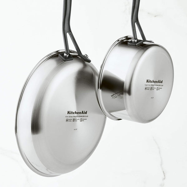Kitchenaid 5-Ply Clad Stainless Steel Cookware Induction Pots and Pans Set, 10-Piece, Polished Stainless Steel11