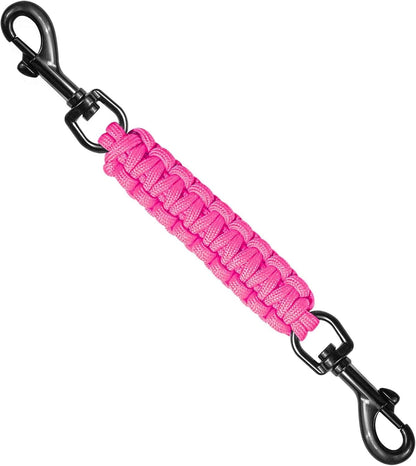 Dog Collar Safety Clip, Collar Companion, Handmade Backup Safety Strap, Double-Ended Clip Leash Connector, Suitable for Dog Harnesses, Prong, Pinch Collars (Pink, 1 Pack)1