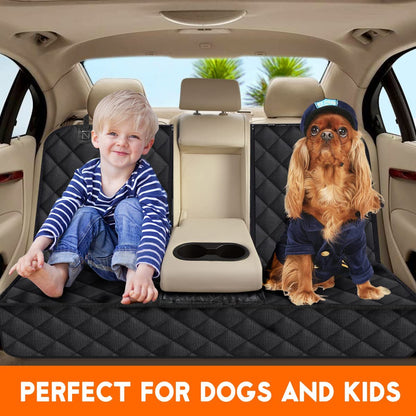 Yuntec Dog Car Seat Cover, Back Seat Cover for Dogs Pet Car Seat Protector | Waterproof Rear Seat Cover Durable Car Seat Cover, Fits Middle Armrest for Most Cars Suvs Trucks (53” Width)- Black2