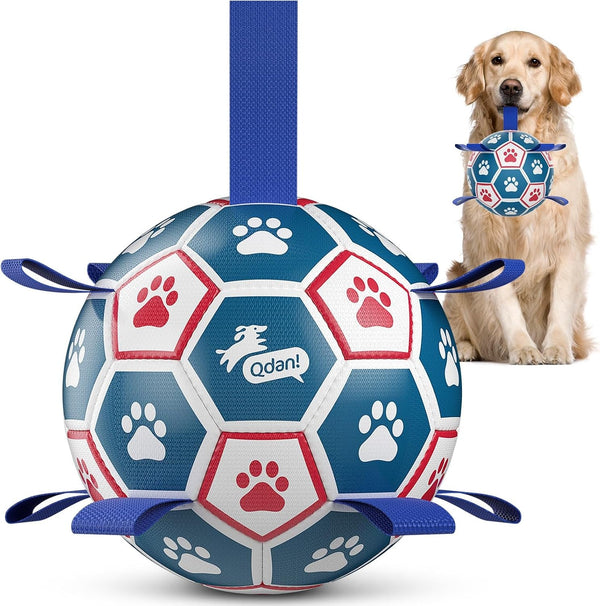 QDAN Dog Balls, 6 Inch Dog Soccer Ball with Straps, Herding Balls for Dogs | Outdoor Dog Toys Balls for 20-40 Lb Dogs, Puppy Ball to Keep Them Busy, Dog Pool Water Play Toy, Puppy Birthday Gifts19
