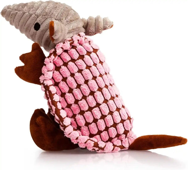 Hollypet Plush Dog Squeaky Toy Stuffed Armadillo Animal Pet Puppy Chew Toys with Clean Teeth for Small Medium Large All Breed Sizes Dogs, Gray, 8 In32