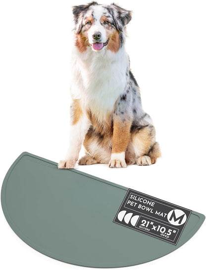 Should We Go? Waterproof Silicone Dog Food Mat – Large Size Non-Slip Pet Bowl Mat, Raised Edge Design, Easy-To-Clean Pet Food Placemat for Dog & Cat Bowls, 28" across X 14" Deep - Ocean Blue14