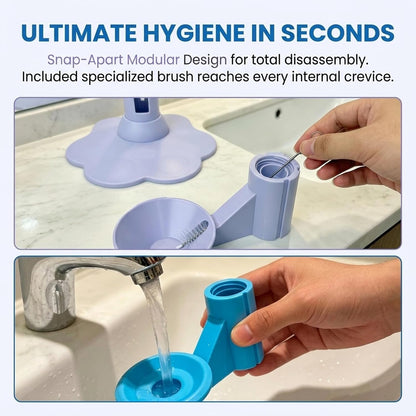 Cat Water Dispenser Stand – Spill-Proof Pet Water Bowl Adjustable Elevated Stand, Automatic Water Renewal, Detachable Easy Clean, Indoor Outdoor Use (Blue,Base+Bottle)6