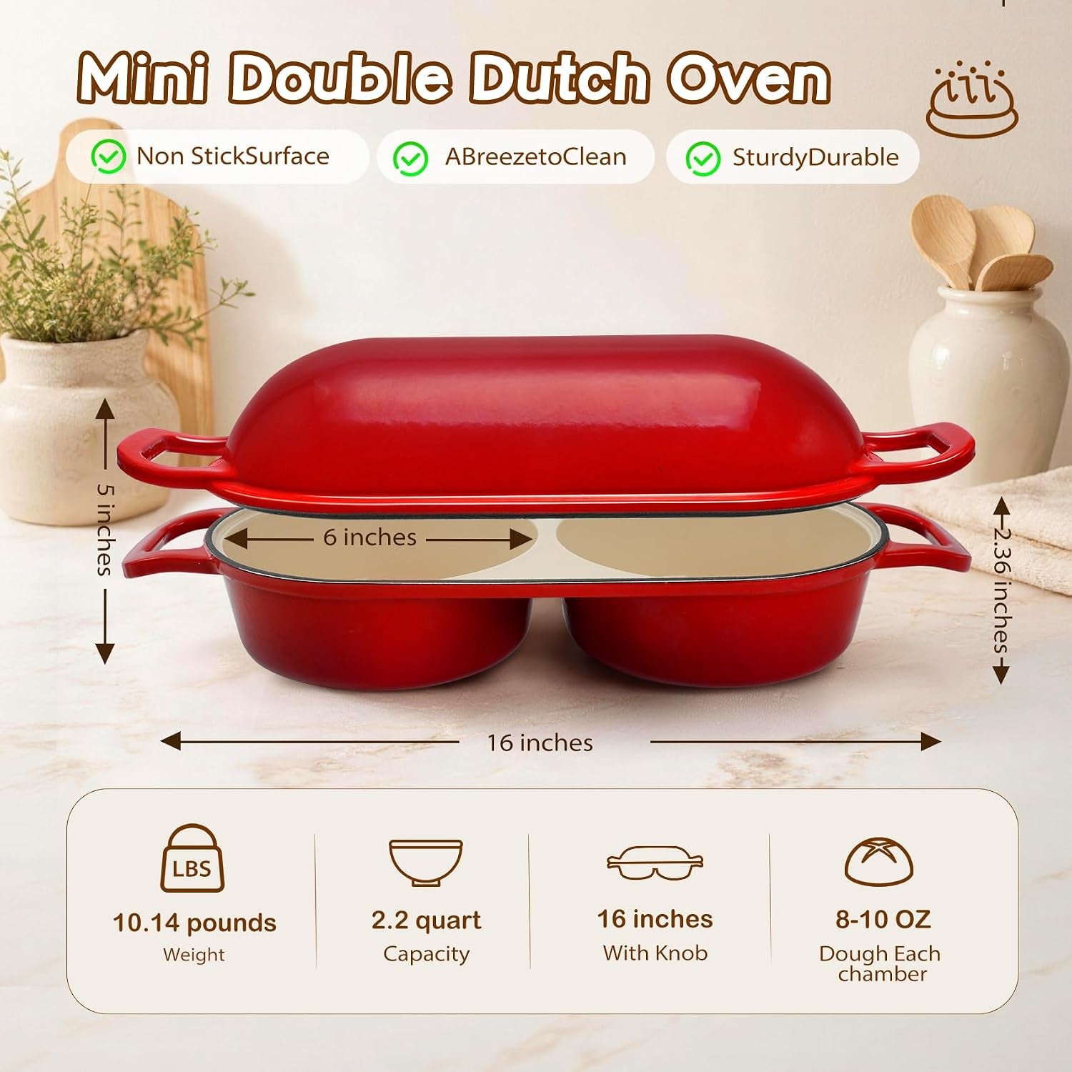 mini-double-dutch-oven-for-sourdough-bread-baking-enameled-cast-iron-bread-pan-with-lid-500-f-oven-safe-non-stick-dual-round-loaf-space-6inch-diameter-bake-two-different-loaves-at-once-includes-2-5-banneton-proofing-baskets-red