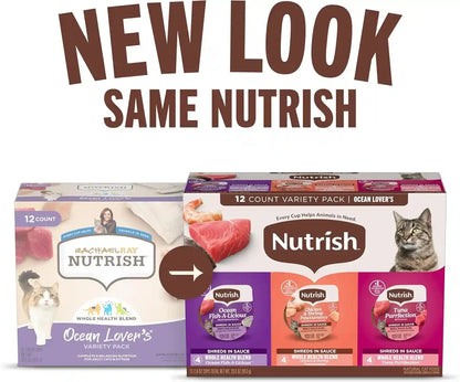 Nutrish Ocean Lover'S Wet Cat Food Variety Pack, 2.8 Oz. Cup (Rachael Ray) | Includes 12 Cups of Three Grain Free Recipes: Fisha-A-Licious, Chicken & Shrimp Pawttenesa and Tuna Purrfection5