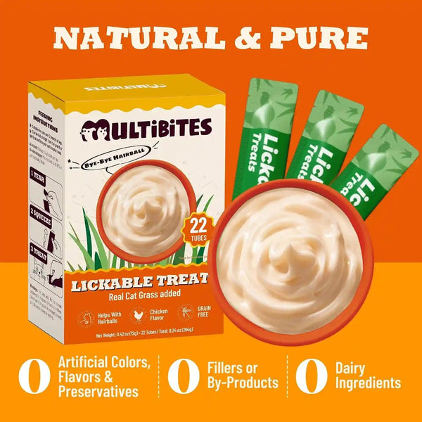 22 Tubes Lickable Cat Treats with Cat Grass & Taurine for Cats | Squeezable Cat Grass Treats for Indoor Cats with Taurine for Cats & Vitamins for Hairball Control & Digestive Health5