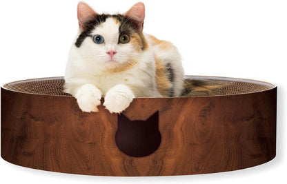 Necoichi Cat Scratcher Bowl for Indoor Cats - Cat Scratching Lounger with Reversible Usability and Extra Comfort for Lounge, Cardboard Bed Couch / (Regular, Dark Cherry)13