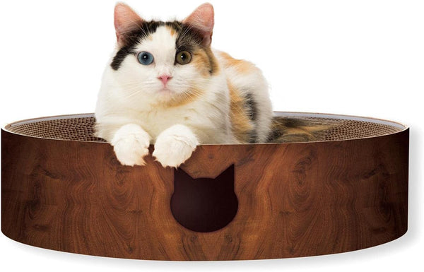 Necoichi Cat Scratcher Bowl for Indoor Cats - Cat Scratching Lounger with Reversible Usability and Extra Comfort for Lounge, Cardboard Bed Couch / (Regular, Dark Cherry)13