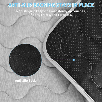 Dog Cooling Mat Q-Max>0.4 39.4" *27.6" Self Cool Pad for Dogs and Cats with Anti-Slip Bottom, Washable Portable Pet Sleeping Pad for Summer，Larger Size Grey4