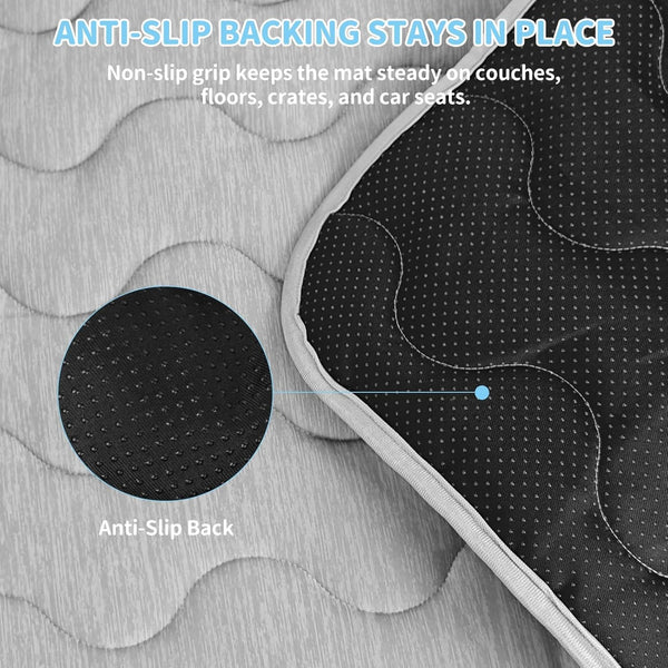 Dog Cooling Mat Q-Max>0.4 39.4" *27.6" Self Cool Pad for Dogs and Cats with Anti-Slip Bottom, Washable Portable Pet Sleeping Pad for Summer，Larger Size Grey4