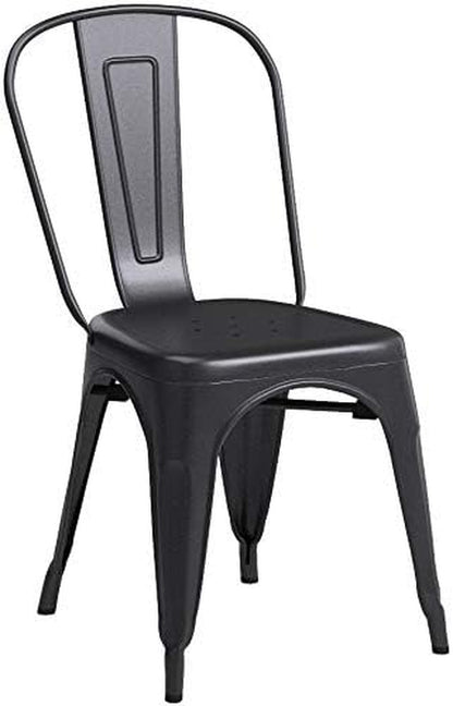 | Metal Dining Chairs | Set of 4, Black | 330Lbs Load | Stackable Tolix Side Chairs with Backrest | Non-Slip Feet | Indoor/Outdoor Use | Ideal for Kitchen & Restaurants5