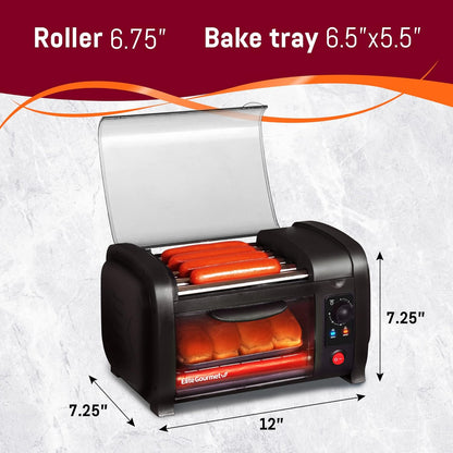 EHD-051B Hot Dog Toaster Oven, 30-Min Timer, Stainless Steel Heat Rollers Bake & Crumb Tray, World Series Baseball, 4 Bun Capacity, Black4