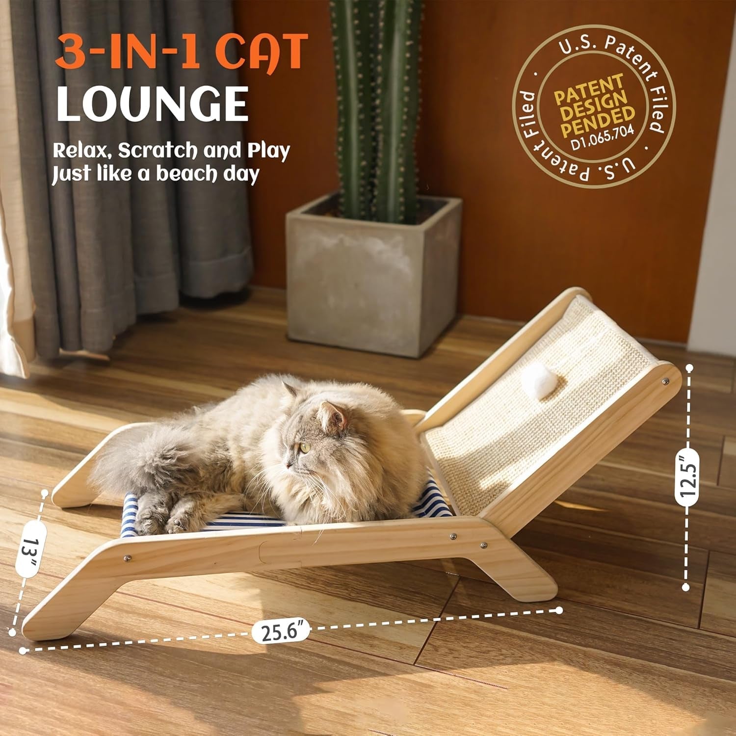 petkaray-beach-chair-cat-hammock-elevated-cat-beds-for-indoor-cats-original-cozy-lounger-with-sisal-scratcher-and-toy-ball