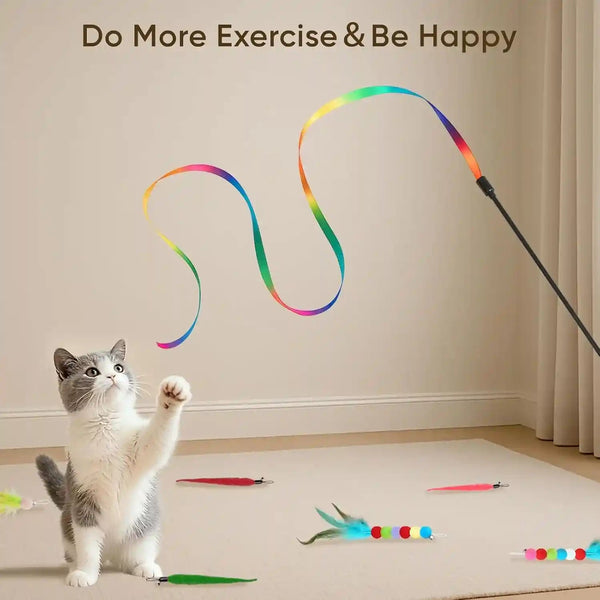 Cat Toys for Indoor Cats, 13 Packs Interactive Cat Wand Toy Set | Kitten Toys Feather Toys & Teasers, Fun Cat Toys for Exercise, Playtime and Boredom Relief7