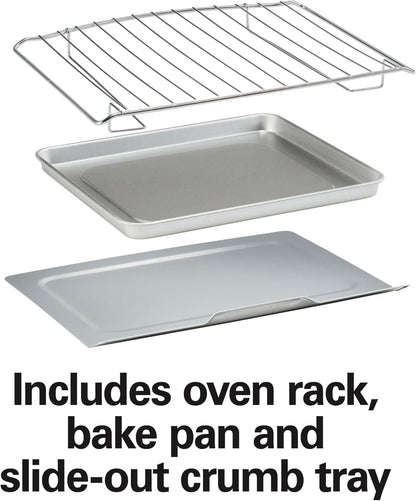 Countertop Toaster Oven & Pizza Maker Large 4-Slice Capacity, Stainless Steel (31401) | Bake, Broil, Toast | 30 Minute Timer | Automatic Shut off | 150 to 450ºf Adjustable Temp | Stainless Steel | 31401J6