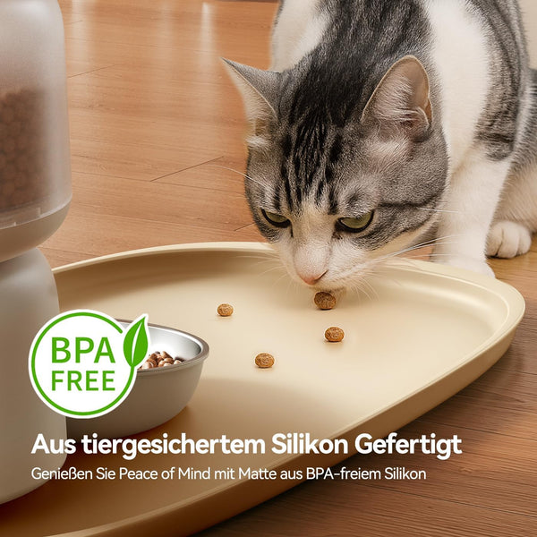 FEELNEEDY Silicone Cat & Dog Food Mat Waterproof, High Raised Edges for Leakage Protection, Dog Mat for Food and Water, Non-Slip Drip Tray, Easy Clean 18 * 12 * 0.5 Inches Feeding Pad (Small, Beige)4
