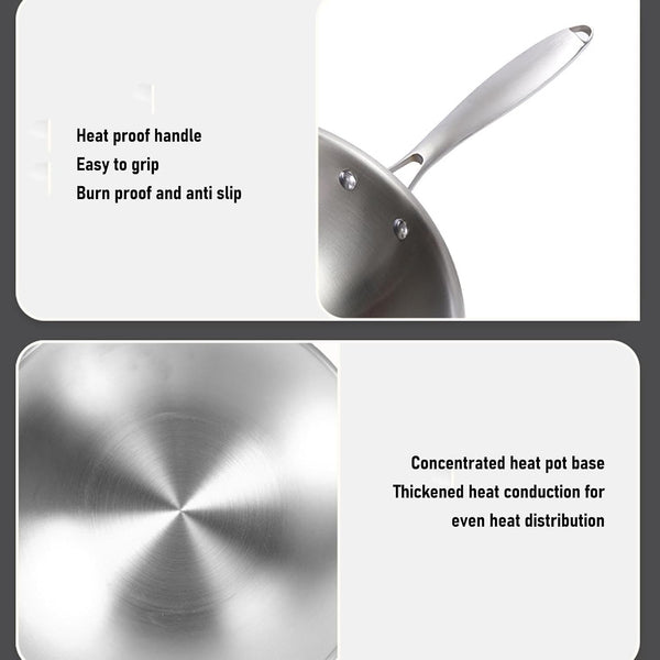 Stainless Steel Wok 12 Inch 304 Stainless Steel Stir Fry Pan 5 Ply (32CM)8