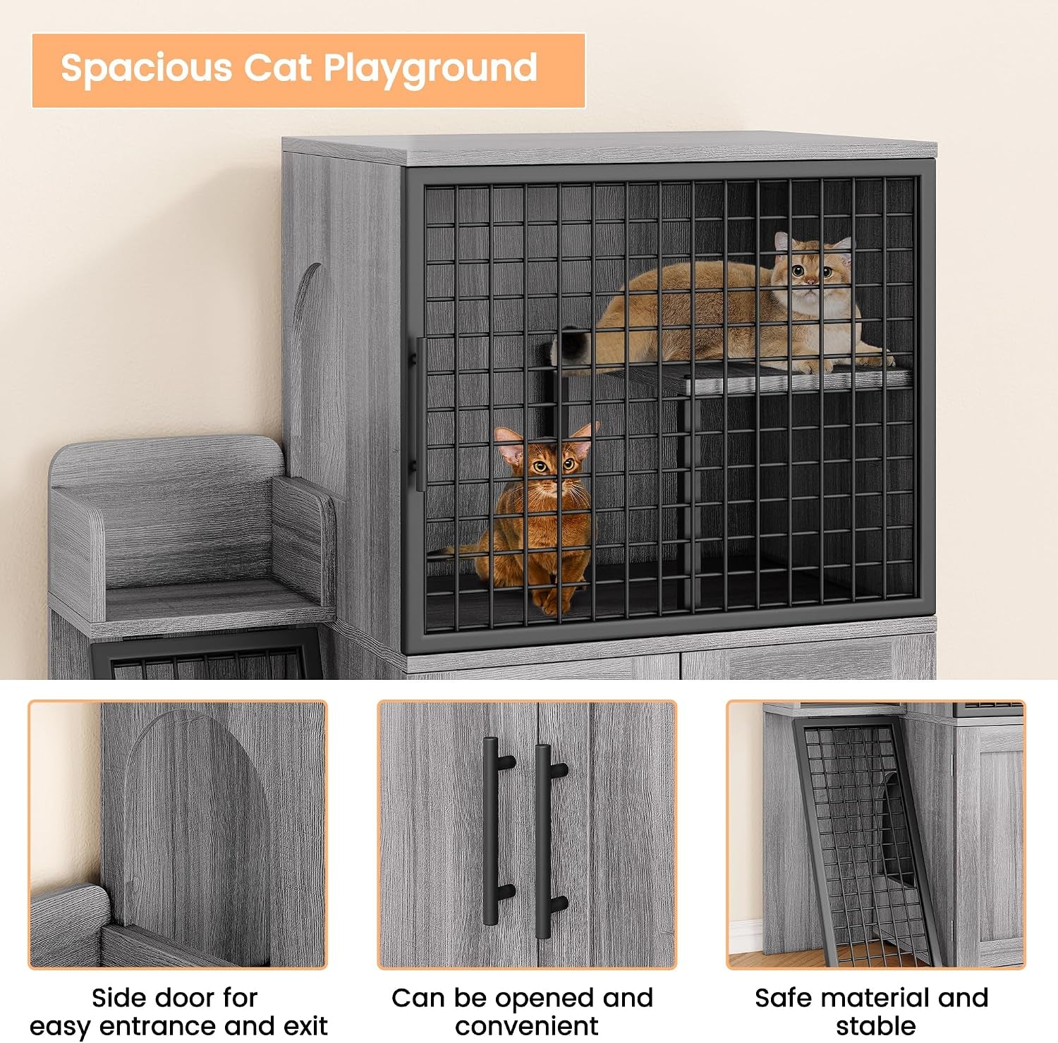 idealhouse-modern-cat-litter-box-enclosure-with-platform-double-layer-hidden-litter-box-indoor-washroom-villa-cat-house-with-ladder-33-5-l-x-17-9-w-x-41-9-h-dark-grey