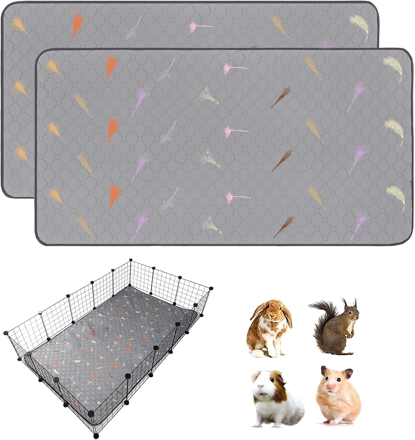 2pcs-guinea-pig-cage-liners-guinea-pig-fleece-cage-liners24x48-super-absorbent-washable-pee-pads-reusable-for-rabbit-hamster-chinchilla