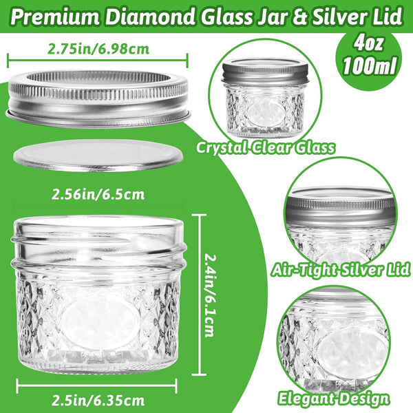 4Oz Glass Mason Jars with Airtight Lids, Mini Canning Jars 40 Pack | Includes Stickers, Tags & Twines, for Jams, Honey, Spices, Dried Snacks, DIY Crafts, Wedding Favors5