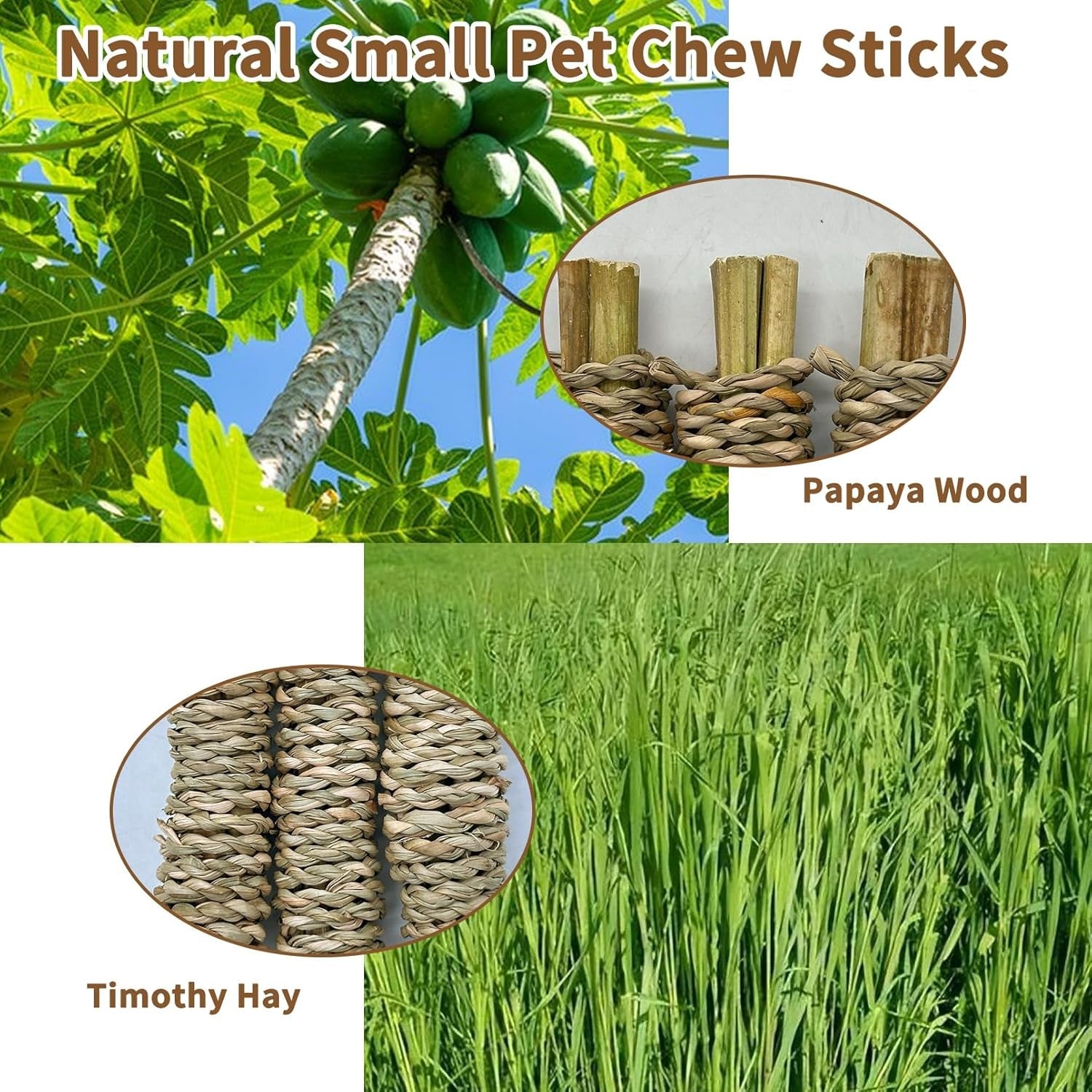fhiny-12-pcs-rabbit-chew-sticks-natural-papaya-wood-seagrass-guinea-pig-chew-toys-for-teeth-small-animal-molar-sticks-snacks-for-bunny-guinea-pig-chinchilla-ferret-hamster-gerbil-dental-care