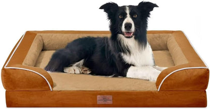 Comfort Expression Orthopedic Dog Bed for Extra Large Dogs with Bolster | Waterproof Dog Couch Bed with Washable Cover & Non-Slip Bottom, Supportive Egg Crate Foam XL Pet Bed, 42X30 Inch56
