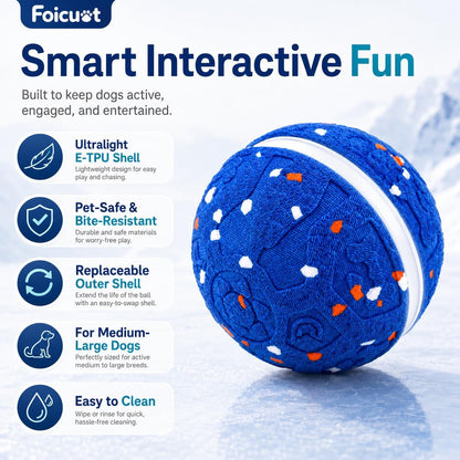 Interactive Dog Ball Toy[Newly Upgraded], Durable E-TPU Material, 3 Play Modes with Colorful Lights, E-TPU USB-C Rechargeable, IPX7 Waterproof Rating for Puppy, Medium and Large Dogs2