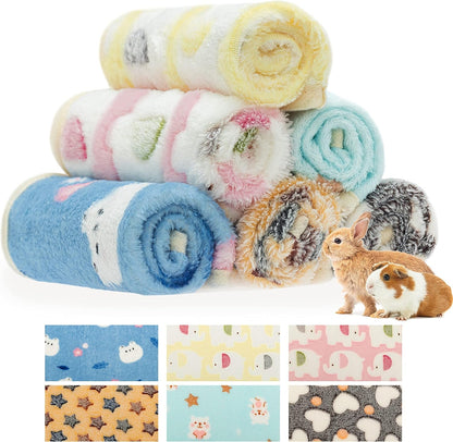 CUSOZWO Guinea Pig Bedding Mat 6 Pack, Soft Fleece Small Pet Blankets | Washable Small Animal Cage Liners Sleep Mat Accessories for Rat, Rabbit, Hamster, Hedgehog (13.7X13.7In)1