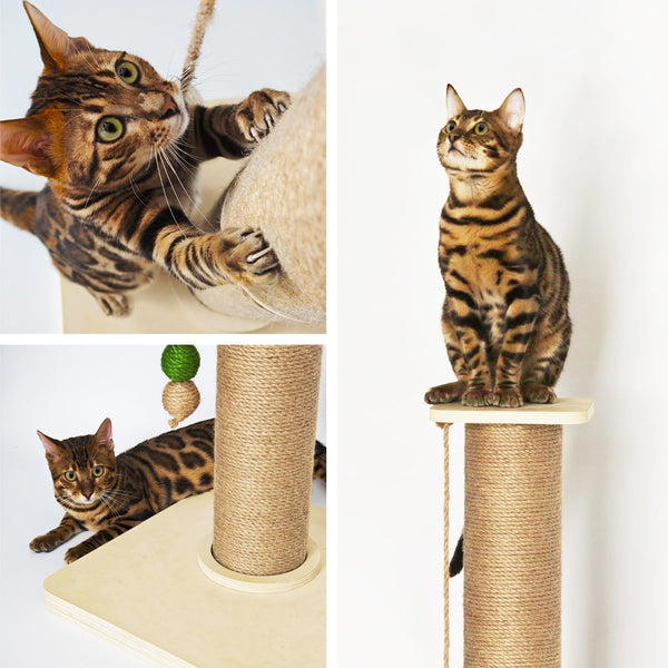 TINYBEAST Wooden Cat Scratching Post, Sturdy 35'' Tall Natural Sisal Cat Scratcher with Thick Solid Wood Base for Adult Cats Indoor, Jumbo Durable Stable Cat Scratcher Tower7