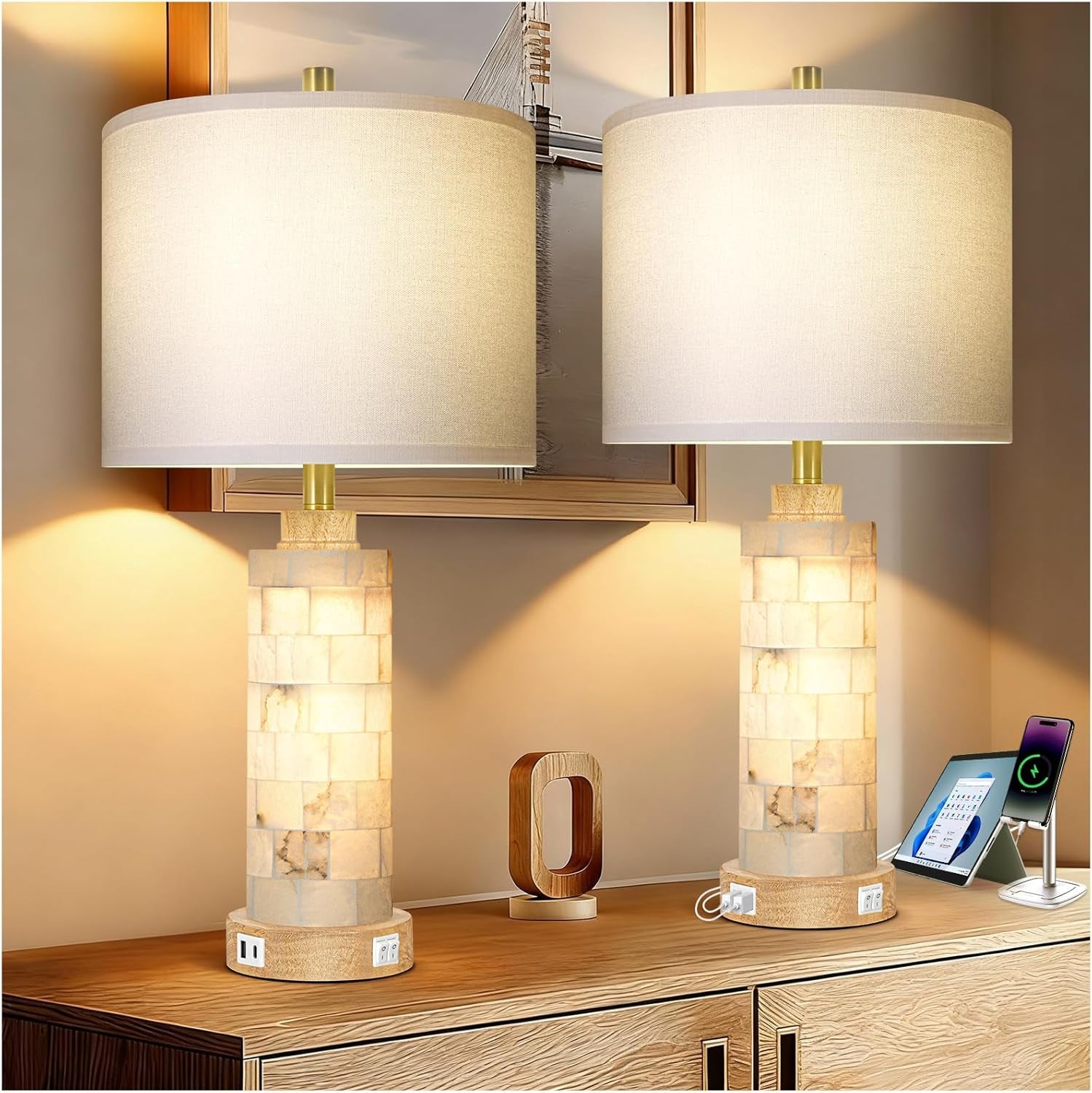 27-alabaster-and-wood-table-lamps-set-of-2-with-night-light-nightstand-lamps-with-usb-ports-white-linen-fabric-shade-bedside-lamp-for-living-room-bedroom-home-office-hotel-bar-house