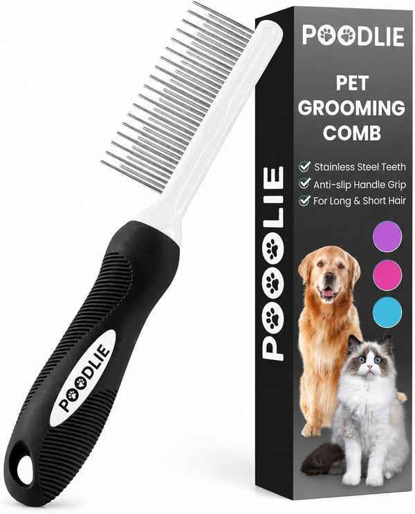 Poodle Dematting Fur Rake Comb Brush for Dogs and Cats - Long 2.5" Steel Safety Blades Metal Comb for Detangling Matted or Knotted Undercoat Hair10